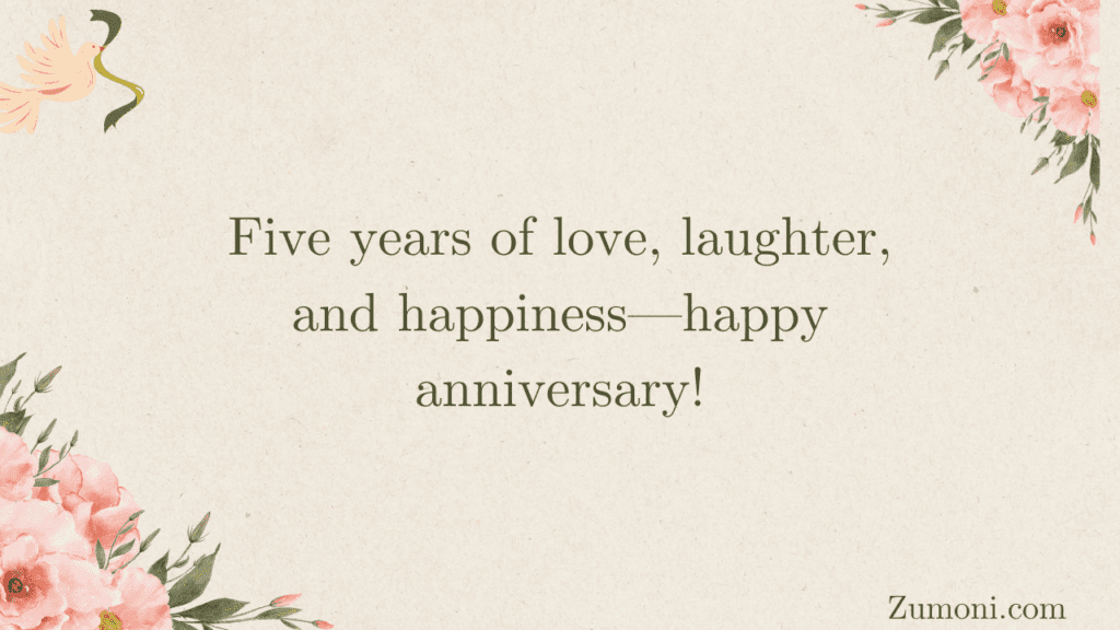 Short 5th Anniversary Wishes