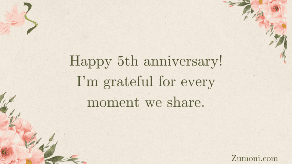 Heartfelt 5th Anniversary Wishes