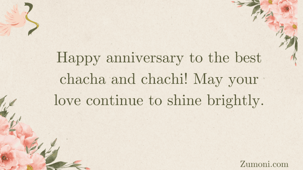 Short Anniversary Wishes for Chacha Chachi