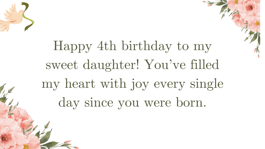 4th Birthday Message for Daughter from Mom