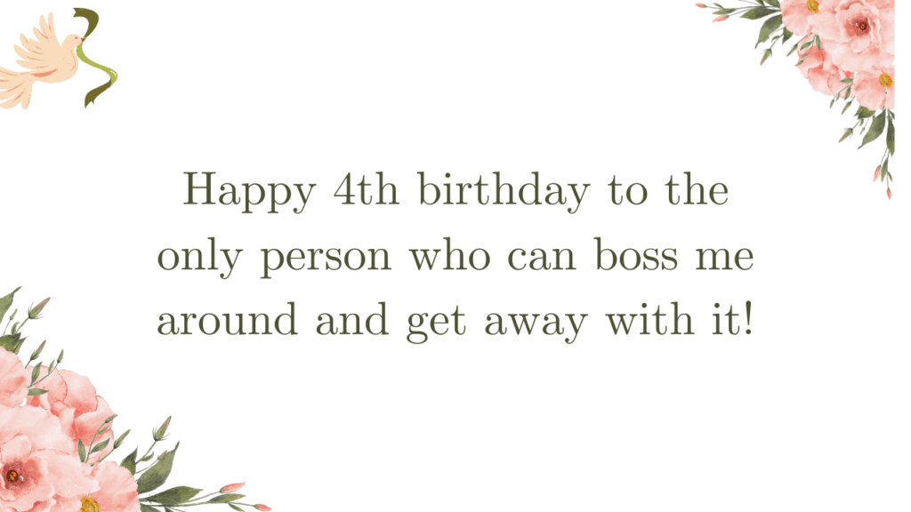 Funny 4th Birthday Message for Daughter